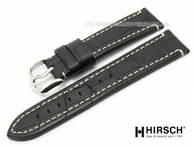 Uhrenarmband -Knight- 20mm schwarz Fliegerbandoptik helle Naht von HIRSCH (Schlie�enansto� 18 mm) - Bild vergr��ern 
