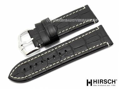 Uhrenarmband -Knight- 28mm schwarz Fliegerbandoptik helle Naht HIRSCH (Schlie�enansto� 26 mm) - Bild vergr��ern 