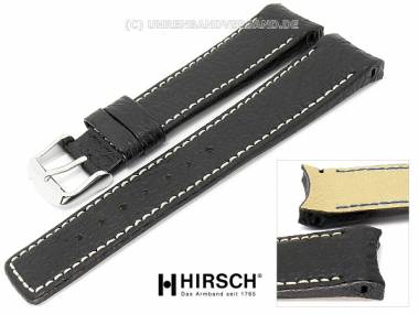 Uhrenarmband -Aero- 18mm schwarz echtes Haileder helle Naht mit Rundansto� von HIRSCH - Bild vergr��ern 