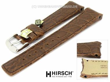 Uhrenarmband -Fiorentina- 20mm dunkelbraun echt Kroko Rundansto� von HIRSCH (Schlie�enansto� 18 mm) - Bild vergr��ern 