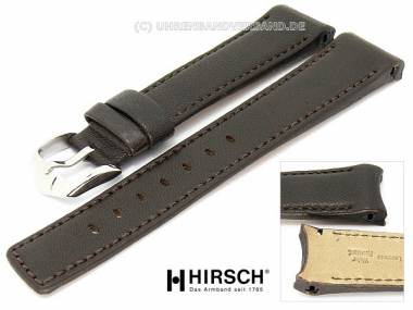Uhrenarmband -Medici- 20mm dunkelbraun glatt abgen�ht mit Rundansto� von HIRSCH Leonardo - Bild vergr��ern 