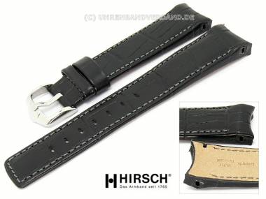 Uhrenarmband -Principal- 22mm schwarz Alligator-Pr�gung abgen�ht mit Rundansto� von HIRSCH Leonardo - Bild vergr��ern 