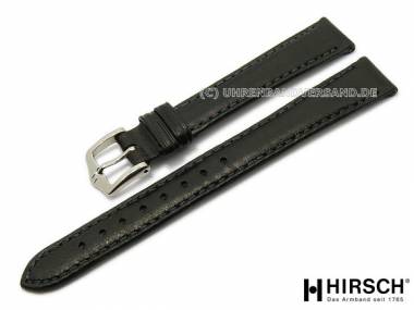 Uhrenarmband -Merino- 14mm schwarz glatt Nappa-Schafsleder von HIRSCH (Schlie�enansto� 12 mm) - Bild vergr��ern 