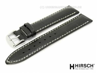 Uhrenarmband -Modena- 22mm schwarz Alligatorpr�gung helle Naht von HIRSCH - Bild vergr��ern 