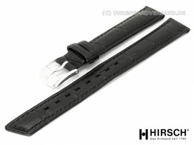 Damen-Uhrarmband -Princess- 14mm schwarz Alligatorpr�gung abgen�ht von HIRSCH - Bild vergr��ern 