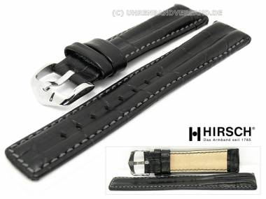 Uhrenarmband -Professional- 24mm schwarz Alligatorpr�gung Doppelwulst abgen�ht von HIRSCH - Bild vergr��ern 