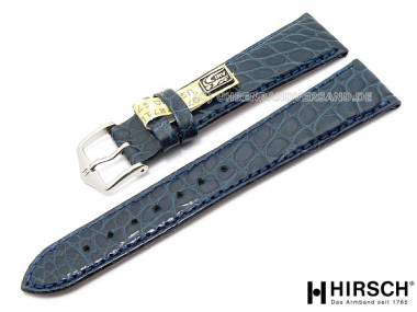 Uhrenarmband -Regent- 17mm dunkelblau echt Alligator elegant von HIRSCH (Schlie�enansto� 16 mm) - Bild vergr��ern 