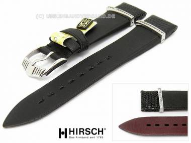 Uhrenarmband -Robert- 20mm schwarz echt Eidechse/Textil mit Swarovski-Kristallen von HIRSCH - Bild vergr��ern 