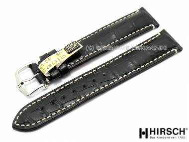 Uhrenarmband -Viscount- 24mm schwarz echt Alligator wasserfest von HIRSCH (Schlie�enansto� 22 mm) - Bild vergr��ern 
