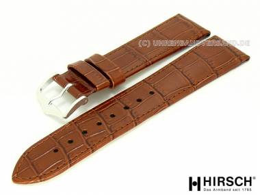 Uhrenarmband -Louisiana Look- 22mm braun Allig.-Pr�gung abgen�ht von HIRSCH (Schlie�enansto� 20 mm) - Bild vergr��ern 