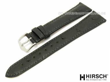 Uhrenarmband -Massai- 19mm schwarz abgen�ht Strau�enleder von HIRSCH (Schlie�enansto� 16 mm) - Bild vergr��ern 