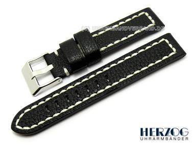 Uhrenarmband -Aviator- 22mm schwarz Fliegerbandoptik genarbt von Herzog (Schlie�enansto� 22 mm) - Bild vergr��ern 