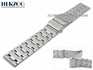 Uhrenarmband 20mm Edelstahl silber Massiv-Optik geb�rstet von HERZOG - Bild vergr��ern 