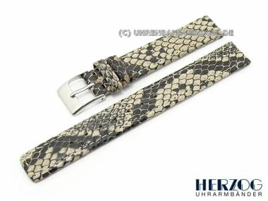 Uhrenarmband -Snake- 14mm schwarz-creme von Herzog Schlangenmuster glatt (Schlie�enansto� 14 mm) - Bild vergr��ern 