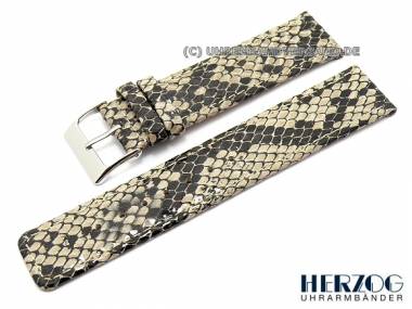 Uhrenarmband -Snake- 16mm schwarz-creme von Herzog Schlangenmuster glatt (Schlie�enansto� 16 mm) - Bild vergr��ern 