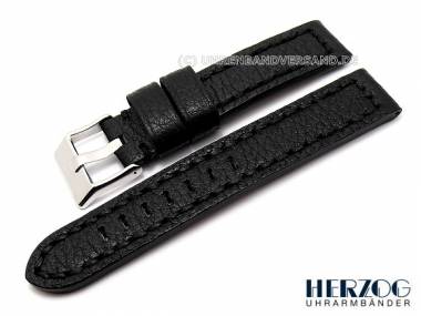 Uhrenarmband -Extremo- 20mm schwarz Fliegerbandoptik genarbt von HERZOG (Schlie�enansto� 20 mm) - Bild vergr��ern 