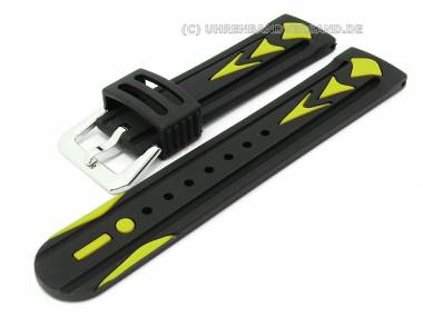 Uhrenarmband 22mm mehrfarbig schwarz-gelb Kautschuk Trend-Design - Bild vergr��ern 
