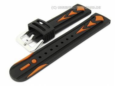 Uhrenarmband 22mm mehrfarbig schwarz-orange Kautschuk Trend-Design - Bild vergr��ern 