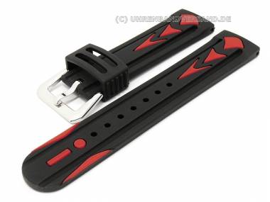 Uhrenarmband 22mm mehrfarbig schwarz-rot Kautschuk Trend-Design - Bild vergr��ern 