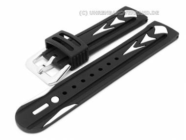 Uhrenarmband 22mm mehrfarbig schwarz-wei� Kautschuk Trend-Design - Bild vergr��ern 