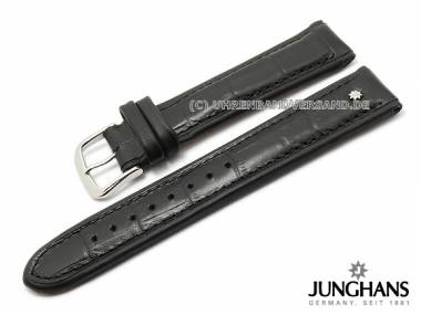 Ersatz-Uhrenarmband JUNGHANS 20mm schwarz Leder Alligator-Pr�gung f�r 030/4960 - Bild vergr��ern 