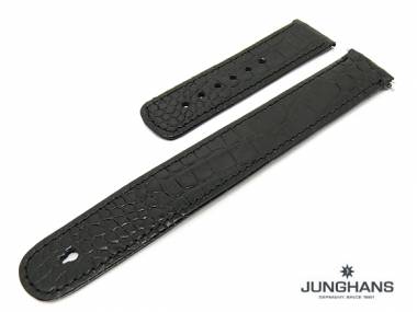 Ersatzband Junghans 20mm schwarz Leder Kroko-Pr�gung f�r 025/4221, 025/4300, 025/4301, 025/4302 - Bild vergr��ern 