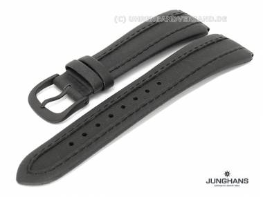 Ersatzband Junghans 20mm schwarz Leder glatt mit Dornschlie�e f�r 050/2900, 050/2991, 050/2992 etc. - Bild vergr��ern 