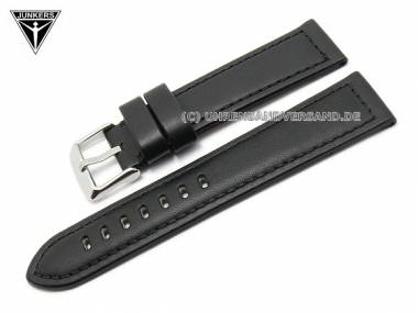 Ersatz-Uhrenarmband JUNKERS 22mm schwarz Leder robust glatt abgen�ht f�r 6208, 6218, 6224 - Bild vergr��ern 