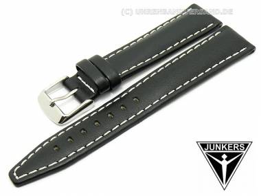 Ersatz-Uhrenarmband JUNKERS 20mm schwarz Leder helle Kontrastnaht f�r 6332 - Bild vergr��ern 
