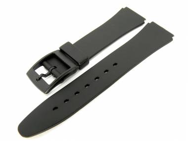 Uhrenarmband 16mm schwarz PVC glatte Oberfl�che wasserfest - Bild vergr��ern 