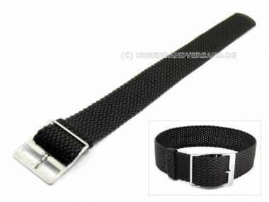 Uhrenarmband 16mm schwarz Perlon-Durchzugsband wasserfest - Bild vergr��ern 