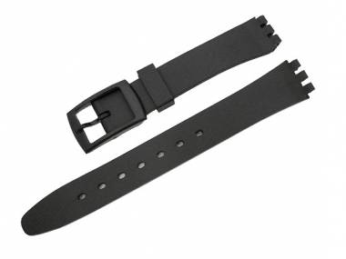 Uhrenarmband f�r Swatch 12mm schwarz Synthetik glatt - Bild vergr��ern 