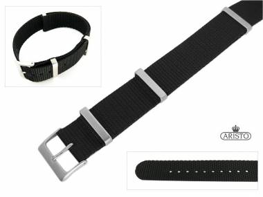 Ersatzarmband 20mm schwarz Durchzugsband f�r Aristo - Bild vergr��ern 