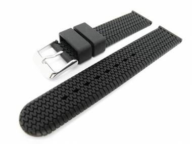 Sportband 18mm schwarz Silikon mit Reifenmuster (Schlie�enansto� 18 mm) - Bild vergr��ern 