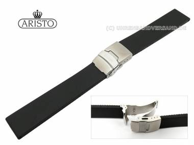 Ersatzband 22mm schwarz Silikon glatt Faltschlie�e f�r Aristo - Bild vergr��ern 