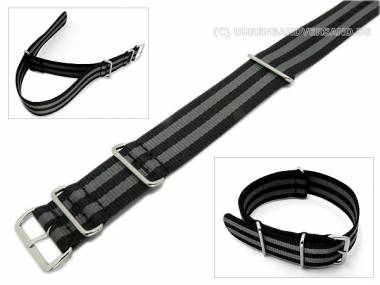 Uhrenarmband 22mm schwarz-grau NATO-Durchzugsband - Bild vergr��ern 