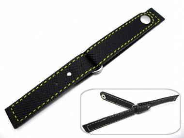 Uhrenarmband 18mm schwarz SPORTY WATERPROOF gelbe Naht - Bild vergr��ern 