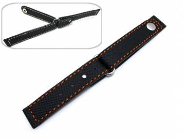 Uhrenarmband 18mm schwarz SPORTY WATERPROOF orange Naht - Bild vergr��ern 