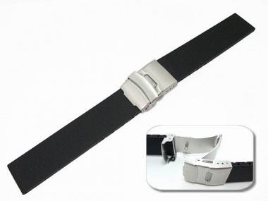 Uhrenarmband 18mm schwarz Silikon glatt Sicherheitsfaltschlie�e (Schlie�enansto� 18 mm) - Bild vergr��ern 