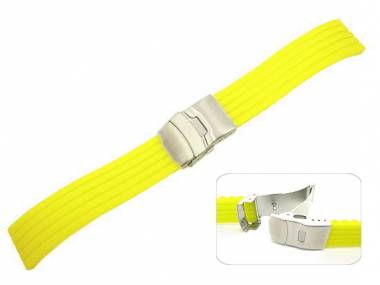 Uhrenarmband 18mm gelb Silikon Streifenmuster Faltschlie�e (Schlie�enansto� 16 mm) - Bild vergr��ern 
