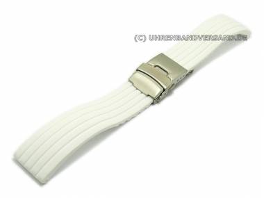 Uhrenarmband 24mm weiss Silikon Streifenmuster Faltschlie�e (Schlie�enansto� 22 mm) - Bild vergr��ern 