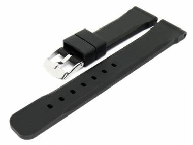 Uhrenarmband 18mm schwarz Silikon glatte Oberfl�che robust (Schlie�enansto� 16 mm) - Bild vergr��ern 