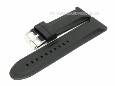 Uhrenarmband 28mm schwarz Silikon glatt mit Struktur robust (Schlie�enansto� 26 mm) - Bild vergr��ern 