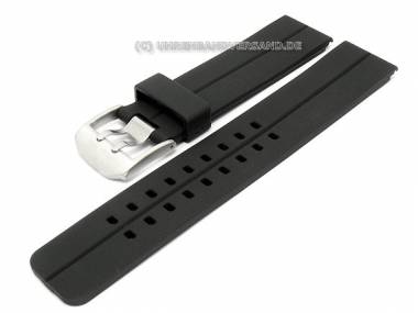 Sportband 22mm schwarz Silikon glatt wasserfest mit Doppel-Dornschlie�e - Bild vergr��ern 