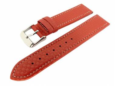TOP: Uhrenarmband 22mm rot Carbon-Look helle Naht - Bild vergr��ern 
