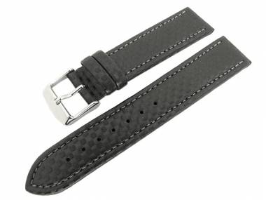 TOP: Uhrenarmband 24mm schwarz Carbon-Look helle Naht - Bild vergr��ern 