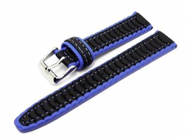 Sportband 18mm schwarz/blau Synthetik wasserfest - Bild vergr��ern 