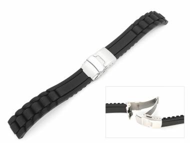 Uhrenarmband 20mm schwarz Silikon gemustert Faltschlie�e (Schlie�enansto� 18 mm) - Bild vergr��ern 