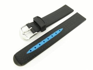 Uhrenarmband 18mm schwarz/blau Silikon mit Struktur - Bild vergr��ern 