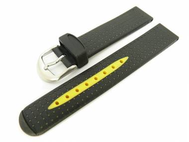 Uhrenarmband 18mm schwarz/gelb Silikon mit Struktur - Bild vergr��ern 